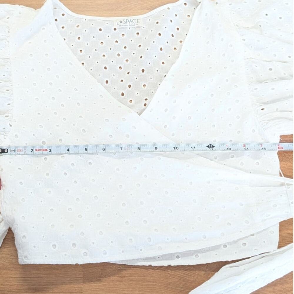 L*Space Anthropologie Amalfi White Eyelet Lace Blousson Sleeve Blouse Top Womens - Picture 5 of 6
